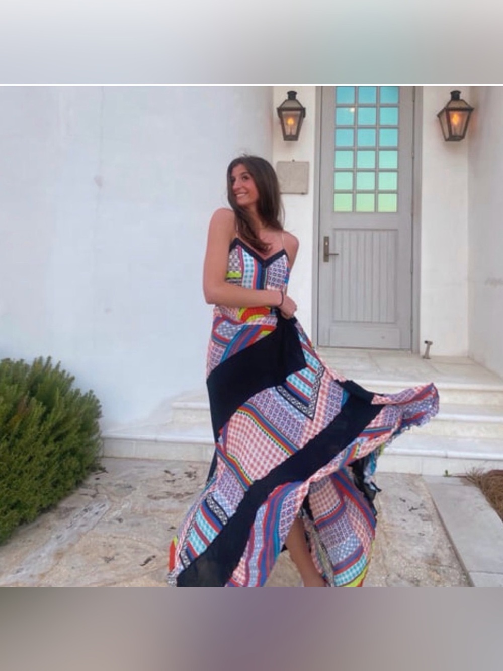 Parker Lakota Silk Maxi Dress Pleated Patchwork Print Size Small